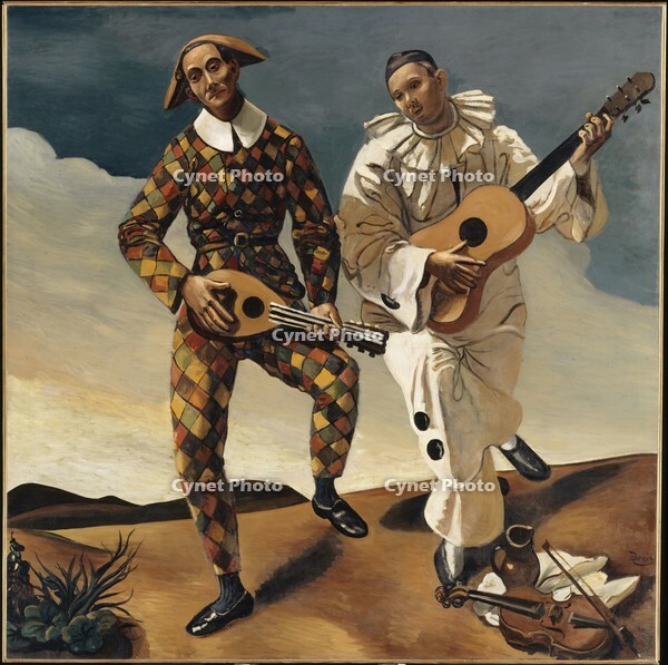 Harlequin and Pierrot. Museum: Musýe de l'Orangerie, Paris. Author: ANDRE DERAIN. Copyright: This artwork is not in public domain. It is your responsibility to obtain all necessary third party permissions from the copyright handler in your country prior t [ABM110621302]