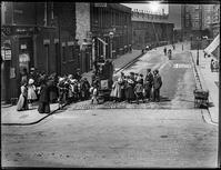 Weimar Street, Putney, Wandsworth, Greater London Authority, c1905. A crowd gathered around a barrel organ in Weimar Street seen from the photographer's premises at 9 Putney High Street. [TPG110085029]