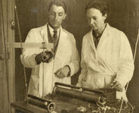 FREDERIC JOLIOT-CURIE and his  wife IRENE, daughter of the  Curies, both eminent  scientists in their own right  - photo 1935.   [TPG110085076]