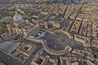 Aerial view of the iconic st peter's square and st peter's basilica with historic architecture, Rome, Italy. [TPG110085107]