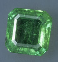Kornerupine (magnesium aluminum iron boro-silicate hydroxide) is a rare boro-silicate mineral which occurs in a range of greens and browns - this emerald colour is exceptional. [TPG110085110]