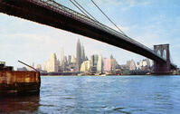 Lower Manhattan skyline from under the Brooklyn Bridge, New York City, New York, USA, 1956. [TPG110085298]