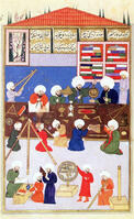 The Turkish astronomer Takiuddin at his observatory at Galata, Istanbul, 1581. Artist: Unknown [TPG110085326]