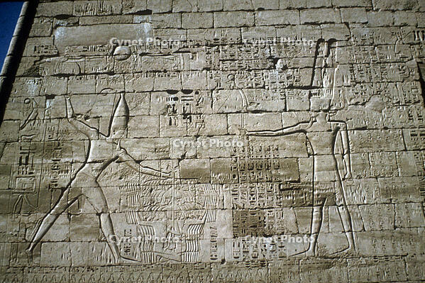 Relief of Rameses III smiting enemies, Mortuary Temple of Rameses III, Medinat Habu, c1200BC. Artist: Unknown [TPG110085138]