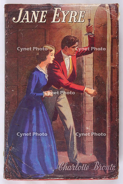 50s, colour illustration, Jane Eyre, book jacket design, romance, Bronte.   [TPG110085155]