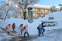雪の登校　新潟県　十日町市 [MAS110007375]