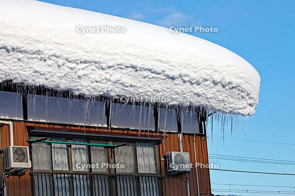 屋根に積もった雪とツララ　新潟県　十日町市 [MAS110007326]