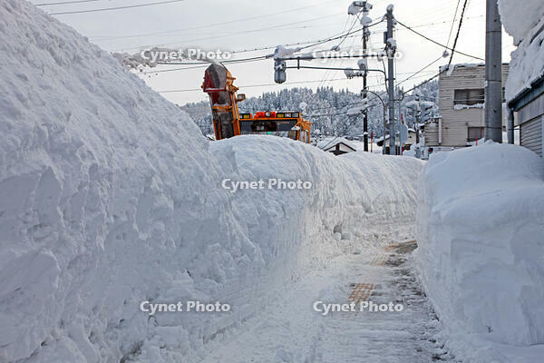 雪の十日町　雪の壁の歩道　新潟県　十日町市 [MAS110007330]