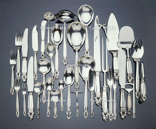 Georg Jensen Acorn Sterling Silver Pattern Flatware Service Antiques  [SPS110000009]