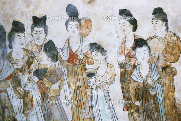 CHINA, NEAR XIAN, CHIENLING TOMB, TANG DYNASTY (618-907 AD) INTERIOR, MURAL [SPS110000042]