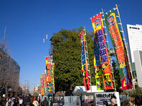 のぼり旗が並ぶ両国国技館　東京都 [YOS110002325]