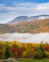 Fog at sunrise in autumn, Adirondack Mountains, New York, USA [AWL110001501]