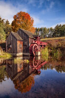 Autumn reflection at the Old Guildhall Grist Mill, Northeast Kingdom, Guildhall, Vermont, USA [AWL110001503]