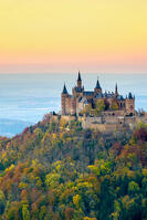 Burg Hohenzollern Castle at sunset, Bisingen, Baden-Württemberg, Germany [AWL120000027]