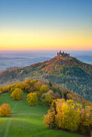 Burg Hohenzollern Castle at sunset, Bisingen, Baden-Württemberg, Germany [AWL120000028]