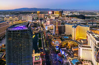 Aerial View of Skyline, Strip at Night, Las Vegas, Nevada, USA [AWL110001560]