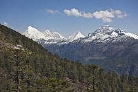 A superb view of snow-capped mountains from the Cheli La Pass, Bhutan’s highest motorable road.  [AWL110001570]