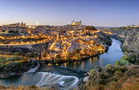 Toledo and the Tagus river at twilight, a Unesco World Heritage Site. Castilla la Mancha, Spain [AWL110001711]