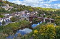 UK, England, Shropshire, Telford, Ironbridge Gorge, UNESCO World Heritage Site, Ironbridge, The Iron Bridge over River Severn [AWL110001741]