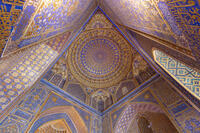 Uzbekistan, Samarkand, Registan square, decorative interior of the  Ulugh Beg madrassah [AWL110001747]
