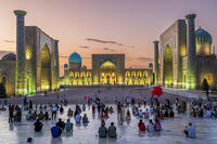 Scenic sunset view over Registan, Samarkand, Uzbekistan [AWL110001748]