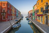 Italy,Veneto,Venice,Burano island,the sun rises on the typical colored houses [AWL110001903]