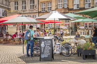 Ice cream stand and street cafes on the market square, Bremen, Germany [AWL110001926]