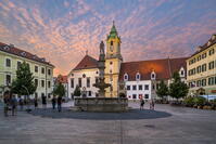Main Square (Hlavne namestie) at sunset, Bratislava, Slovakia [AWL110002051]