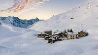 Traditional alpine chalets, Blaunca, Maloja, Engadin, canton of Graubunden, Switzerland [AWL110002061]