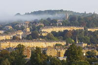 England, Somerset, Bath, Skyline City View with Terraced Housing with Morning Mist [AWL110002065]