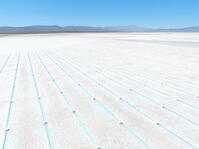 Aerial view of the Salinas Grandes salt flat turquoise pools, Puna de Atacama, Jujuy, Northwest Argentina. [AWL110002072]