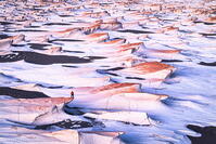 Hiker watching the pumice fields at sunrise, Campo de Piedra Pomez, El Penon, Catamarca, Argentina.(MR) [AWL110002078]