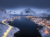 Aerial view of the fisherman's vilalge of Reine, Lofoten islands, Norway [AWL110002103]