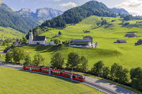 Appenzeller Bahnen (Appenzell Railways) light rail train near Appenzell, Canton of Appenzell Innerrhoden, Switzerland [AWL110002113]