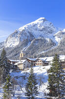 Fresh snow at the village of Bergun, Albula Valley, District of Prattigau/Davos, Canton of Graubunden, Switzerland, Europe. [AWL110002138]