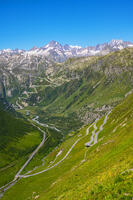 Bernese Alps and Grimsel pass road seen from Furka pass, Urner Alps, canton Valais, Switzerland [AWL110002158]