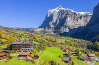 Aerial view on Grindelwald and Wetterhorn, Berner Oberland, Switzerland [AWL110002211]