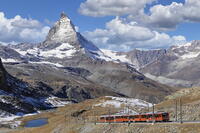 Gornergratbahn cog railway, view of Matterhorn Peak (4478m), Swiss Alps, Zermatt, Valais, Switzerland [AWL110002222]