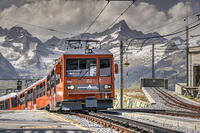 Train along the Gornergrat mountain rack railway, Zermatt, Valais, Switzerland [AWL110002257]