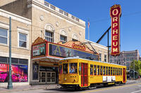 Orpheum Theater, with historic Tram Memphis, Tennessee, Shelby County, USA [AWL110002264]
