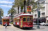 Canal Street Downtown with historic Streetcar, Tram, New Orleans, Louisiana, USA [AWL110002265]