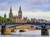 View over the River Thames towards the Palace of Westminster at sunrise, London, England, United Kingdom [AWL120000046]