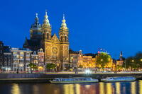 Basilica of Saint Nicholas church at twilight, Amsterdam, Netherlands [AWL110002468]