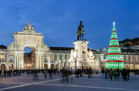 The traditional Christmas tree at Terreiro do Paco, the historic centre of Lisbon. Portugal [AWL110002479]
