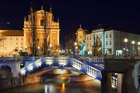 Franciscan Church on Preseeren square Bridge over River [AWL110002481]