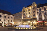 Hlavne Nam (Main Square) at dusk, Bratislava, Slovakia [AWL110002484]