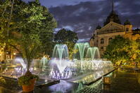 Fontana canterina (Singing fountain) and National Theatre Kosice (Narodne Divadlo Kosice), Kosice, Slovakia [AWL110002485]