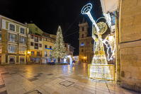Plaza Ayuntamiento adorned with Christmas lights, Oviedo, Asturias, Spain [AWL110002498]
