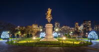 Holiday lights at dusk in Boston Public Garden, Boston, Massachusetts, USA [AWL110002516]