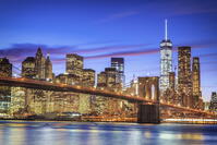 USA, New York, New York City, Lower Manhattan and Brooklyn Bridge [AWL110002524]
